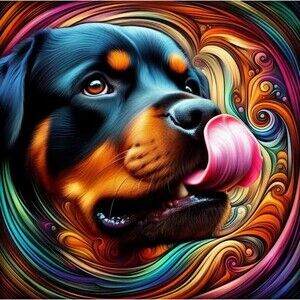 Rottweiler card 5 x 7 on linen paper blank card